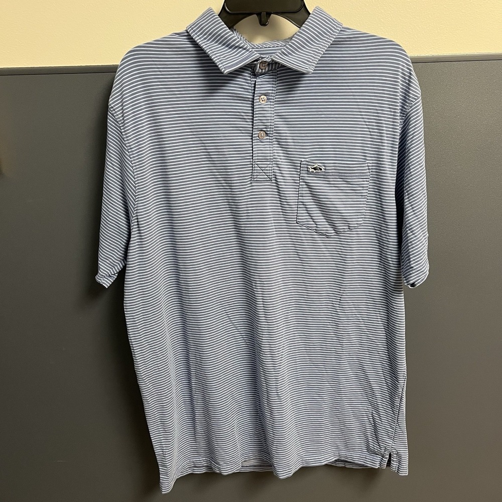 Fish Hippie Polo Shirt Mens XL‎ Blue Preppy Casual Golf Outdoors Fishing Tennis